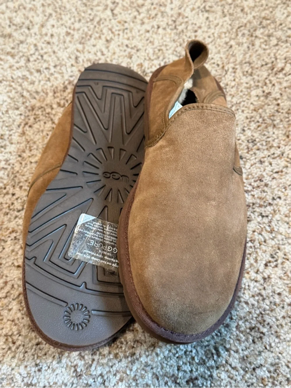 UGG Cooke Men 9 Chestnut Suede Slip On Slippers Loafers 1013485 Collapsible Heel